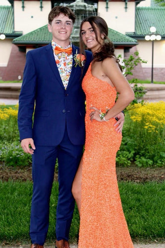 Dark Blue Notched Lapel Single-Breasted 2 Piece Men's Prom Suits