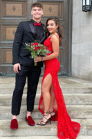 Load image into Gallery viewer, Black Peak Lapel 3 Piece Single-Breasted Men&#39;s Prom Party Suits