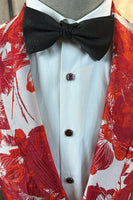 Load image into Gallery viewer, Red Floral Jacquard 2 Piece Men Prom Suits