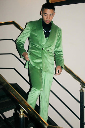 Light Green Shawl Lapel 3 Piece Men's Prom Suits