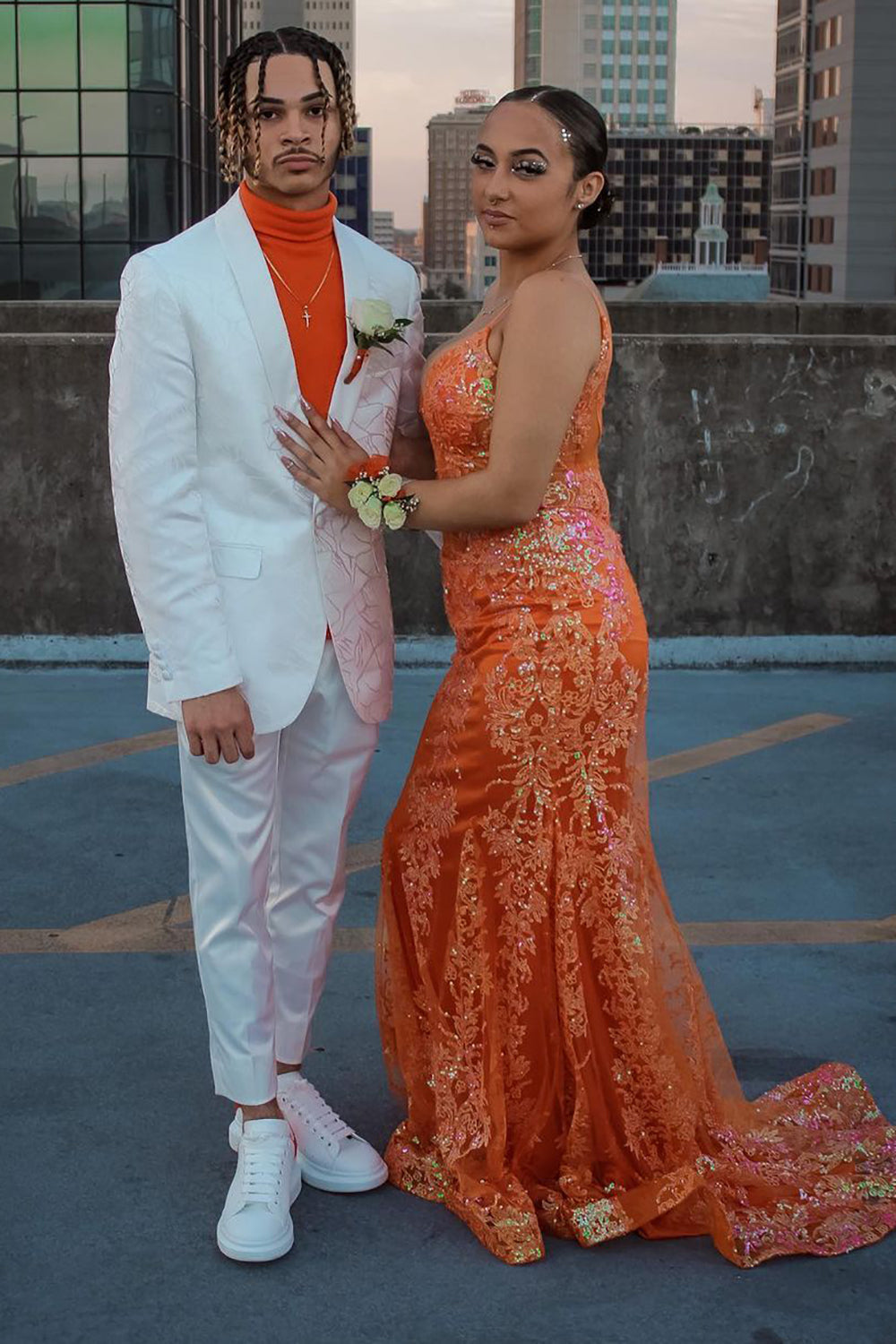 White Jacquard Shawl Lapel 2 Piece Prom Homecoming Suits