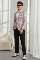 Load image into Gallery viewer, Shawl Lapel One Button Pink Floral Jacquard 2 Piece Homecoming Suits