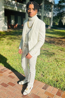 Load image into Gallery viewer, White Jacquard Shawl Lapel 3 Piece Prom Homecoming Suits