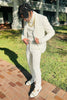 Load image into Gallery viewer, White Jacquard Shawl Lapel 3 Piece Prom Homecoming Suits