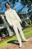 Load image into Gallery viewer, White Jacquard Shawl Lapel 3 Piece Prom Homecoming Suits
