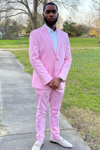 Pink Notched Lapel 2 Piece Prom Homecoming Suits