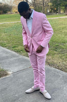 Load image into Gallery viewer, Pink Notched Lapel 2 Piece Prom Homecoming Suits
