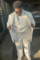 Load image into Gallery viewer, White Jacquard Shawl Lapel 3 Piece Prom Suits