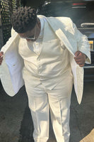 Load image into Gallery viewer, White Jacquard Shawl Lapel 3 Piece Prom Suits