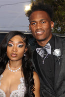 Load image into Gallery viewer, Black Jacquard Shawl Lapel One Button Prom Homecoming Blazer