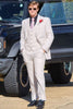 Load image into Gallery viewer, White Jacquard Notched Lapel 3 Piece Prom Wedding Suits