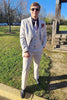 Load image into Gallery viewer, White Jacquard Notched Lapel 3 Piece Prom Wedding Suits