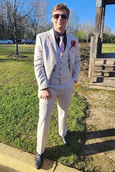 White Jacquard Notched Lapel 3 Piece Prom Wedding Suits
