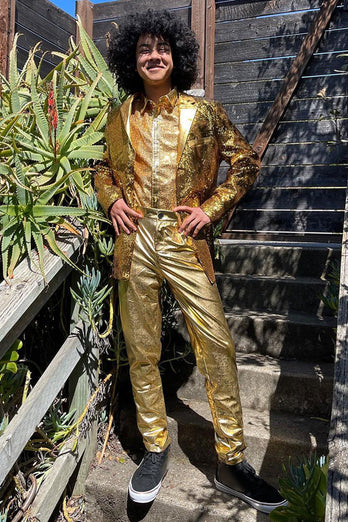 Golden Notched Lapel 2 Piece Men's Prom Suits