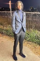 Load image into Gallery viewer, Dark Blue Peak Lapel Men&#39;s Prom Blazer