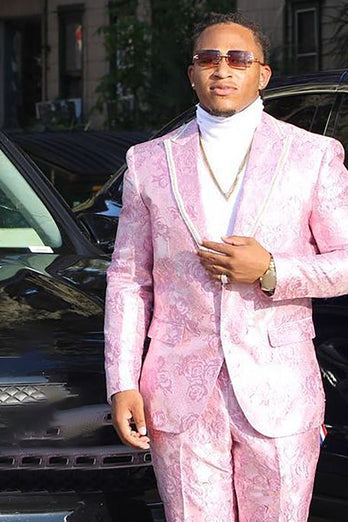 Pink Peak Lapel 2 Piece Men's Prom Suits