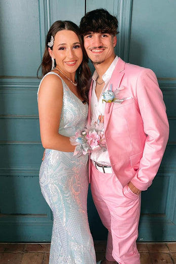 Notched Lapel Pink Men's Prom Suits