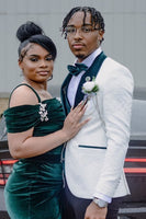 Load image into Gallery viewer, White Shawl Lapel Jacquard Men&#39;s Prom Blazer