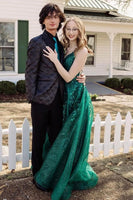 Load image into Gallery viewer, Black Peak Lapel Print Men&#39;s Prom Blazer