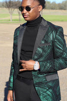 Load image into Gallery viewer, Dark Green Peak Lapel Sparkly Men's Prom Blazer