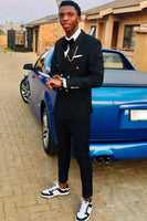 Load image into Gallery viewer, Black Peak Lapel Double Breasted 2-Piece Men&#39;s Prom Suits