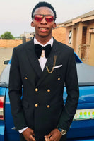 Load image into Gallery viewer, Black Peak Lapel Double Breasted 2-Piece Men&#39;s Prom Suits