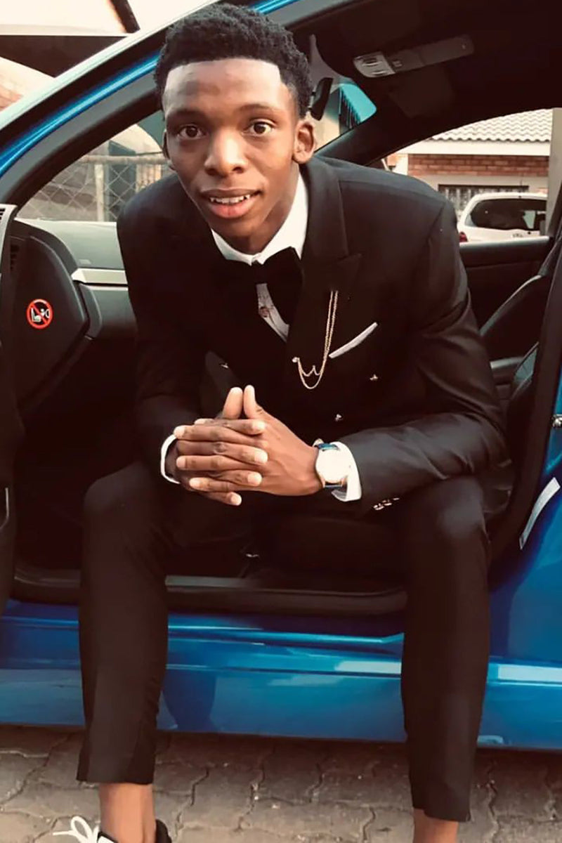 Load image into Gallery viewer, Black Peak Lapel Double Breasted 2-Piece Men&#39;s Prom Suits