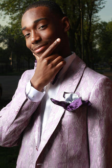 Grey Purple Shawl Lapel 2-Piece Men's Prom Suits