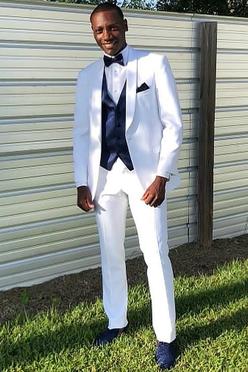 Load image into Gallery viewer, White Shawl Lapel 2-Piece Men&#39;s Prom Homecoming Suits