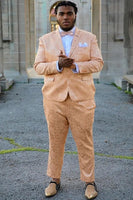 Load image into Gallery viewer, Light Khaki Notched Lapel Jacquard 2-Piece Men&#39;s Prom Homecoming Suits