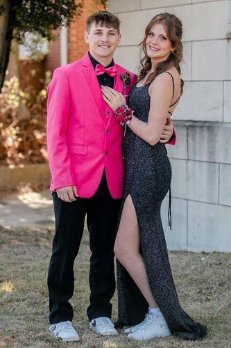 Hot Pink Notched Lapel 3 Piece Prom Homecoming Suits