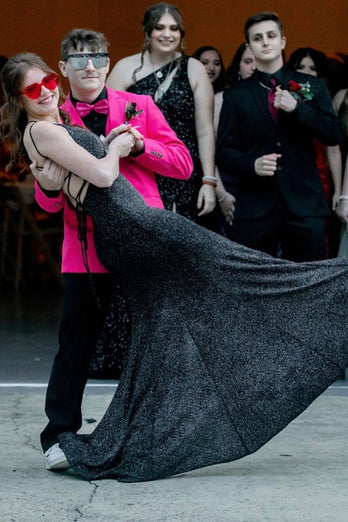 Hot Pink Notched Lapel 3 Piece Prom Homecoming Suits