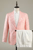 Load image into Gallery viewer, Light Pink Jacquard 2-Piece Shawl Lapel One Button Prom Suits