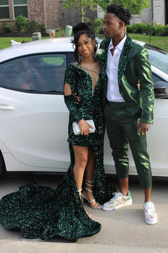 Shawl Lapel One Button Dark Green Men's Prom Suits