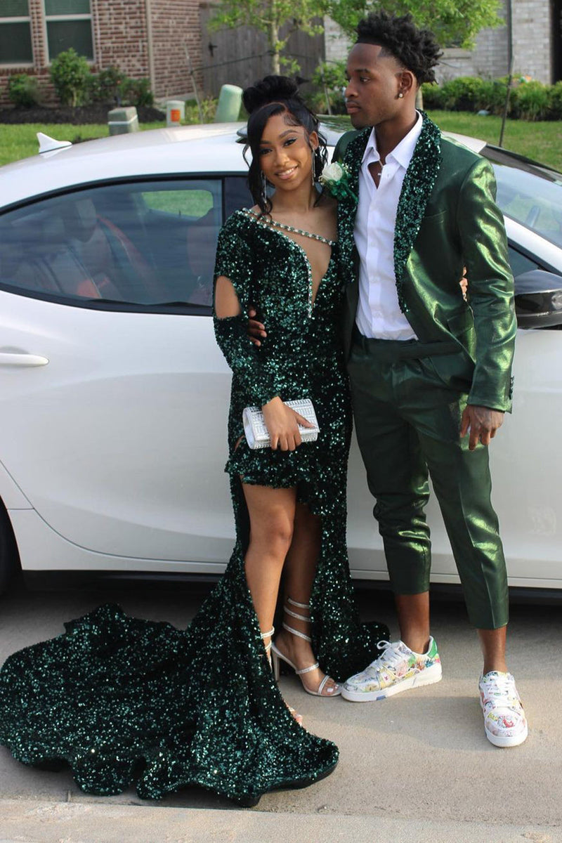 Load image into Gallery viewer, Shawl Lapel One Button Dark Green Men&#39;s Prom Suits