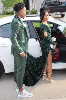 Shawl Lapel One Button Dark Green Men's Prom Suits