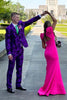 Load image into Gallery viewer, Notched Lapel Two Button Purple Jacquard Men&#39;s Prom Suits