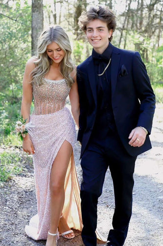 Notched Lapel One Button Dark Blue Men's Prom Suits