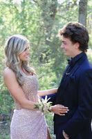 Load image into Gallery viewer, Notched Lapel One Button Dark Blue Men&#39;s Prom Suits