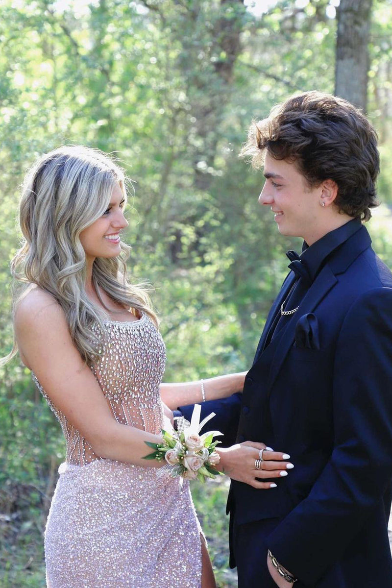 Load image into Gallery viewer, Notched Lapel One Button Dark Blue Men&#39;s Prom Suits