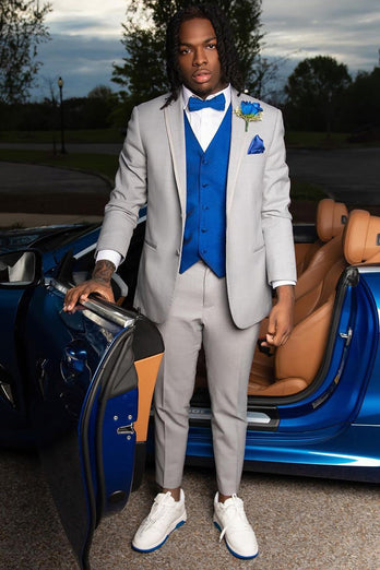 Notched Lapel Two Button Grey Men's Prom Suits