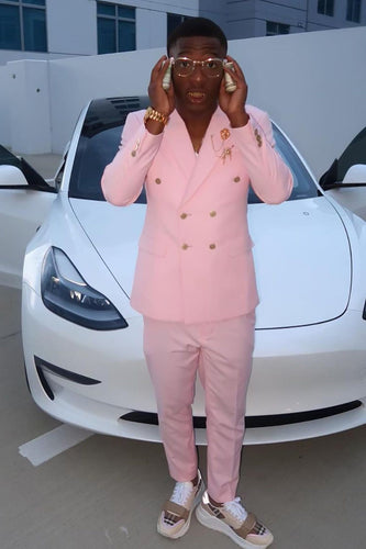 Pink 2 Piece Double Breasted Men's Prom Suits