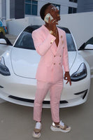 Load image into Gallery viewer, Pink 2 Piece Double Breasted Men&#39;s Prom Suits