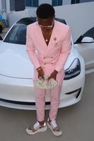 Load image into Gallery viewer, Pink 2 Piece Double Breasted Men&#39;s Prom Suits