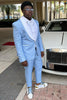 Load image into Gallery viewer, Light Blue 3 Piece Shawl Lapel Men&#39;s Prom Suits