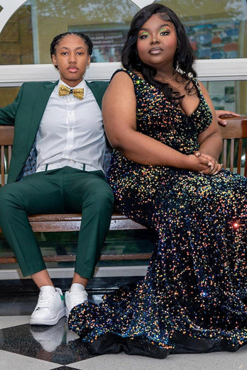 Dark Green 2 Piece Jacquard Notched Lapel Men's Prom Suits