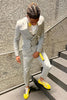 Load image into Gallery viewer, Light Grey Notched Lapel Double Breasted 2 Piece Prom Suits For Men