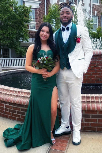3 Piece White Shawl Lapel Slim Fit Jacquard Men's Prom Suits