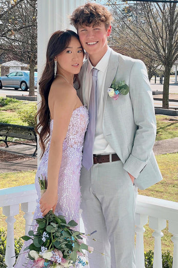 Grey Peak Lapel 2 Piece Wedding Prom Suits For Men