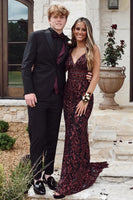 Load image into Gallery viewer, Black 2 Piece Peak Lapel One Button Men Prom Homecoming Tuxedo